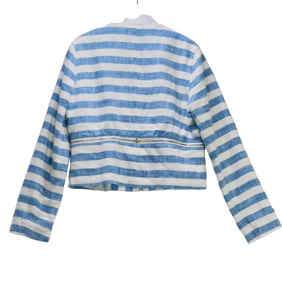 DANCE & MARVEL Women’s Jacket Linen Blend lined Cropped Gold-tone Zipper Size M - Picture 4 of 7